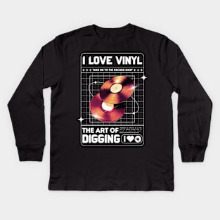 VINYL  - The Art Of Digging (White) Kids Long Sleeve T-Shirt